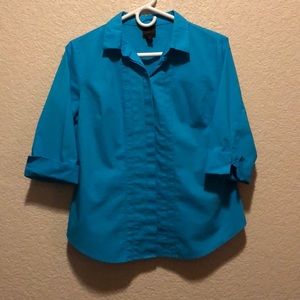 Petite button down blouse 3/4 sleeve